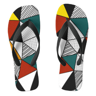 Tongs triangles colorés motif géométrique