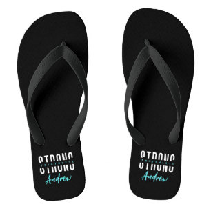 Tongs Triathlète Inspirant Moderne Nom Noir Blanc