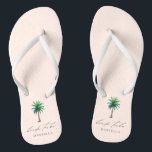 Tongs Tribe de mariée de palmier moderne Blush Bachelore<br><div class="desc">Feuilles de bachelorette personnalisées avec "tribu des mariées" en caractères de caractères modernes et un palmier tropical aquarelle sur un arrière - plan roux. Personnalisez avec nom - achetez un pour chaque femme.</div>