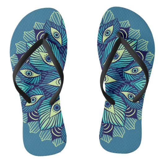 Tongs Trippy Psychedelic Eyes Floral Surreal Art (Semelle)
