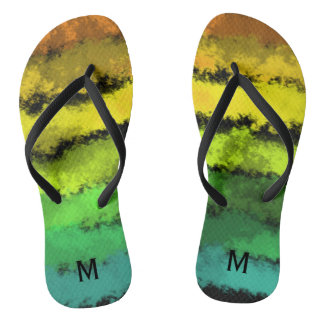 Tongs Tropical Rainbow Stripes Monogrammes Flip Flops
