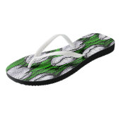 Tongs Tulières blanches avec feuilles verts (Incliné)