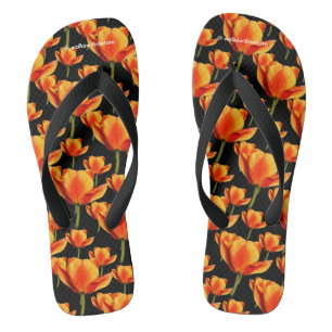 Tongs Tulipes tordues jaunes et rouges