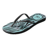 Tongs Turquoise Aqua Black Zebra Poster de animal Monogr (Incliné)