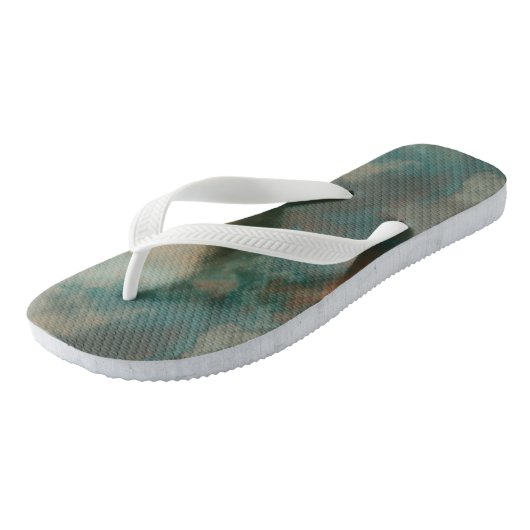 Tongs Turquoise et Abstrait Marbré de pêche (Incliné)