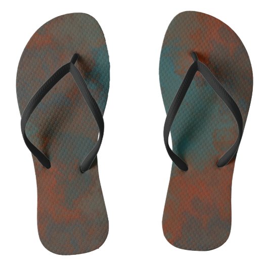 Tongs Turquoise et Abstrait Rouille (Semelle)