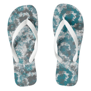 Tongs Turquoise et gris Abstrait