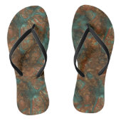 Tongs Turquoise et Marbre Abstrait Rouille (Semelle)