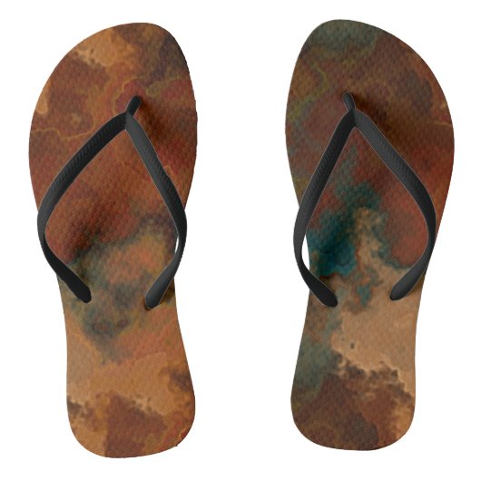 Tongs Turquoise et Marbre Abstrait Rouille (Semelle)