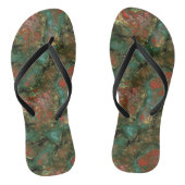 Tongs Turquoise et Marbre Rouge Abstrait (Semelle)