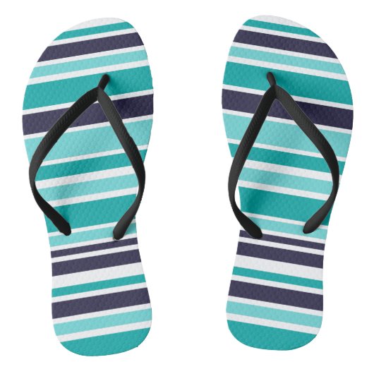 Tongs Turquoise et rayures bleu foncé (Semelle)