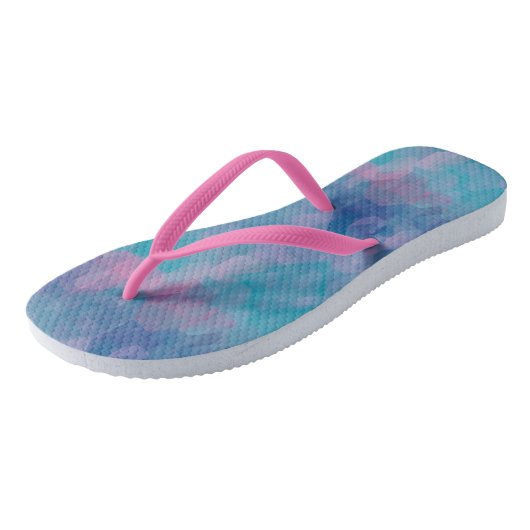 Tongs Turquoise et rose Abstrait (Incliné)