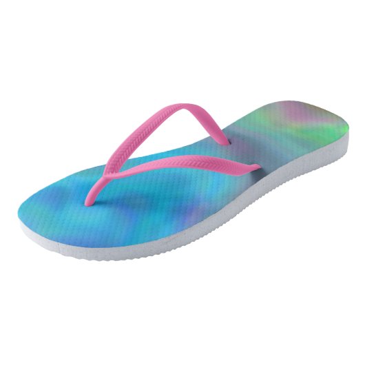 Tongs Turquoise et Violet Abstrait (Incliné)
