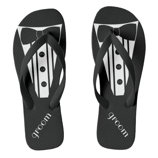 Tongs Tuxedo Flip Flops | Mariage de plage de Grooms (Semelle)