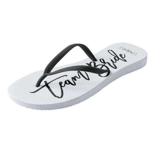 Tongs Typographie de script "Team Bride" (Incliné)