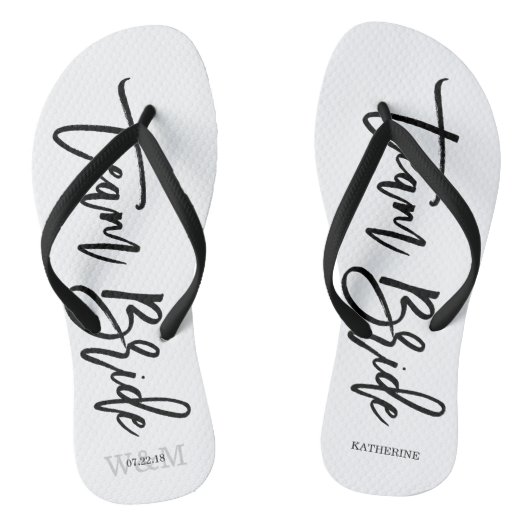 Tongs Typographie de script "Team Bride" (Semelle)