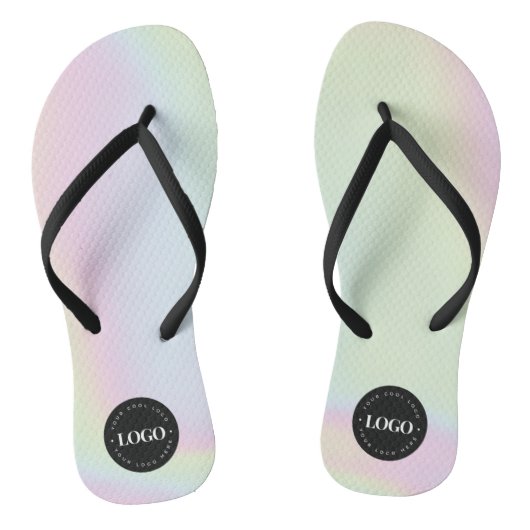 Tongs Unicorn Holographic Rainbow Custom Business Logo (Semelle)