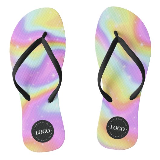 Tongs Unicorn Rainbow Galaxy & Custom Business Logo (Semelle)