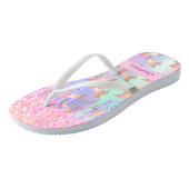 Tongs Unicorn rose violet parties scintillant nom goutte (Incliné)