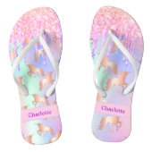 Tongs Unicorn rose violet parties scintillant nom goutte (Semelle)