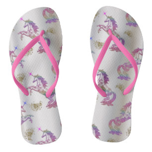 Tongs Unicornes arc-en-ciel cristal