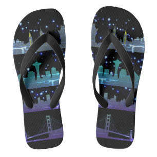 Tongs USA City Skylines Silver Nightlife avec étoiles