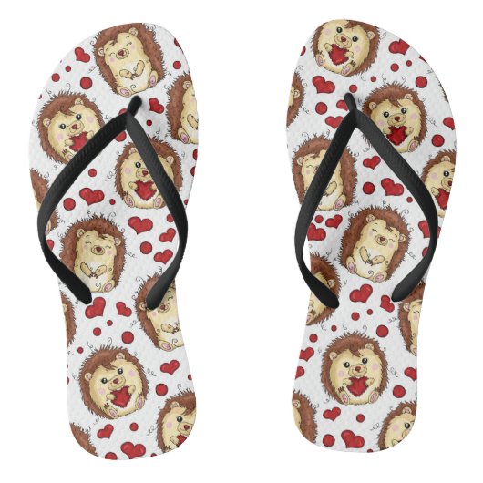 Tongs Valentine funny hedgehog (Semelle)