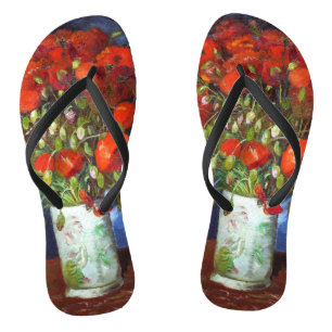 Tongs Vase de Vincent Van Gogh avec Coquelicots Rouges B