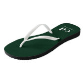 Tongs Vert émeraude blanc monogramme initiales nom (Incliné)