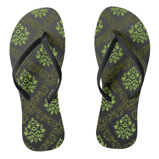 Tongs Vert floral de papier peint (Semelle)