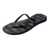 Tongs Vibrant infinity with rainbow butterfly on black (Incliné)