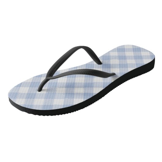 Tongs Vichy Bleu Gingham Motif Classique (Incliné)