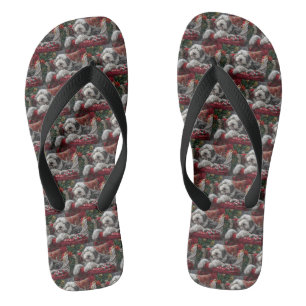 Tongs Vieux Chien de Berger Anglais Noël Festif
