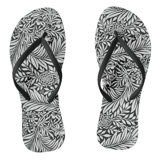 Tongs Vintage Black Floral Larkspur Motif botanique (Semelle)