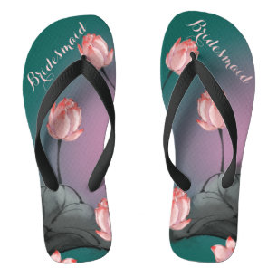 Tongs Vintage esthétique motif floral Bridesmaid cadeau