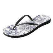 Tongs Vintage floral noir toile de jouy (Incliné)