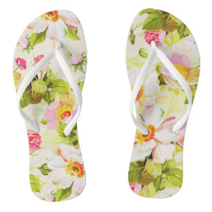 Tongs Vintage Floral Wild Roses Peonies Femme Flip Flop