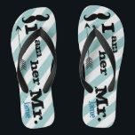 Tongs Vintage personnalisé Je suis Son Mr Stripes<br><div class="desc">Vintage personnalisé Je suis Son M. Stripes Motif - Photo Props! Lune de miel</div>