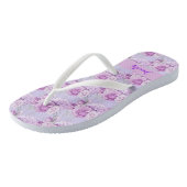 Tongs Violet fleurs roses rose nom script (Incliné)