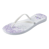 Tongs Violet lavande parties scintillant nom blanc monog (Incliné)