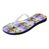 Tongs Violette Purple Viola Pensée Fleurs Floral Dames (Incliné)