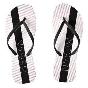 Tongs Votre nom   Blanc fin et Rose subtil Ombre Stripes