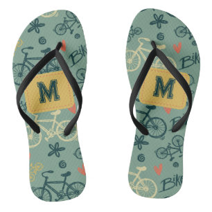 Tongs Voyons à vélo vert moderne Motif