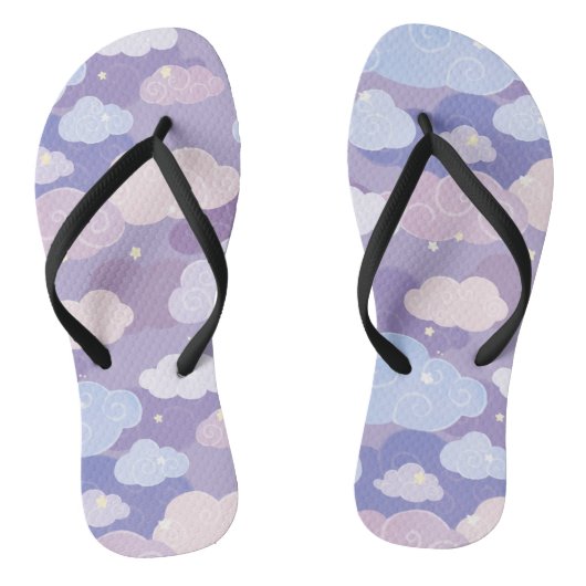 Tongs Whimsical Pastel Clouds et étoiles Motif (Semelle)