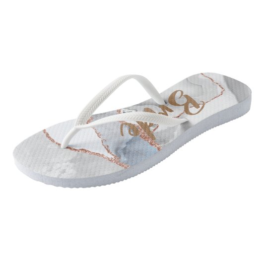Tongs White Agate Bridal Birde Chaussures Rose Gold (Incliné)