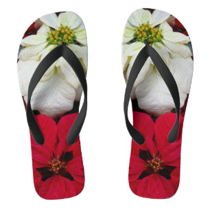 Tongs White and Red Poinsettias