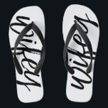 Tongs Wifey - Whimsical Black Calligraphy pour la mariée<br><div class="desc">Ce design présente la couleur noire. Un style de type fantaisie avec une touche mod et chic. Vous pouvez ajouter la date ou l'année anniversaire - ou supprimer la police supplémentaire.</div>