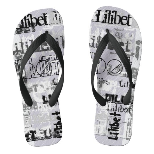 Tongs Wordcloud moderne Garçons Filles NOM Personnalisé (Semelle)