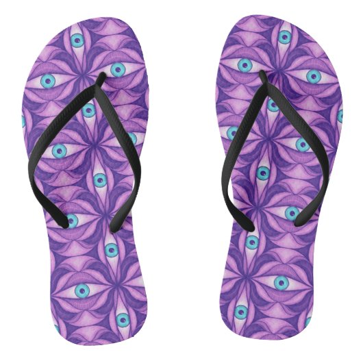 Tongs Yeux Bleus Quirky Dans Motif Mystique Violet (Semelle)