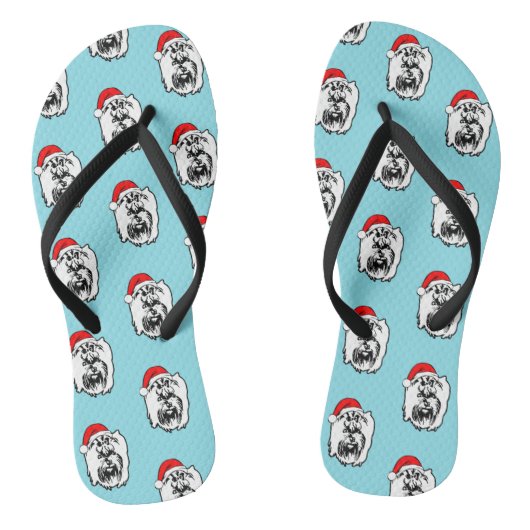 Tongs Yorkshier Terrier Chien Noël Santa Hat (Semelle)